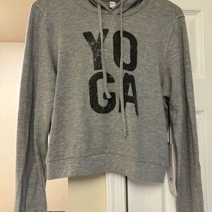 NWT ALO Yoga Heather Gray Hoodie with Bold Print